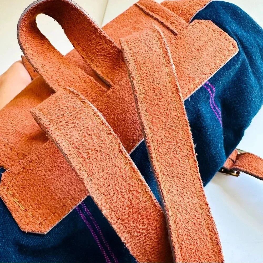 NWOT Guatemalan Embroidered Huipil Leather Backpack